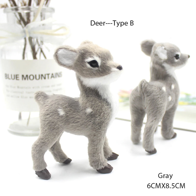 Simulation Christmas Deer Model Favor Xmas Home Decoration Craft Ornaments Display Table Reindeer Elk Animal Miniatures Kid Gift