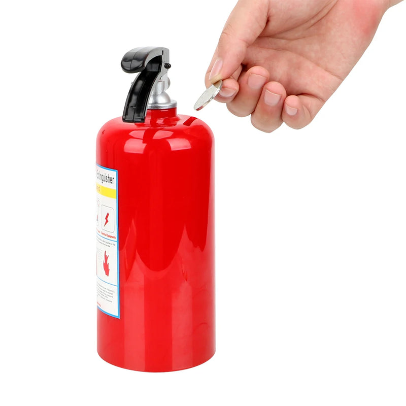 HOOMIN Fire Extinguisher Money Boxes Creative Coin Piggy Banks Money Saving Box Home Decor Plastic Birthday Gift for Kids