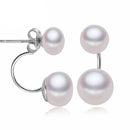 Natural Pearl Stud Earrings for Women Jewelry S925 Sterling Silver Genuine White Black Double Pearl Earrings Party