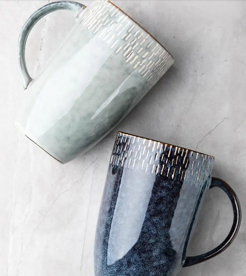 600ml Europe Retro Ceramic Mug With Spoon Coffee Creative Office Office Tea Drink Drinkware Couples Gift