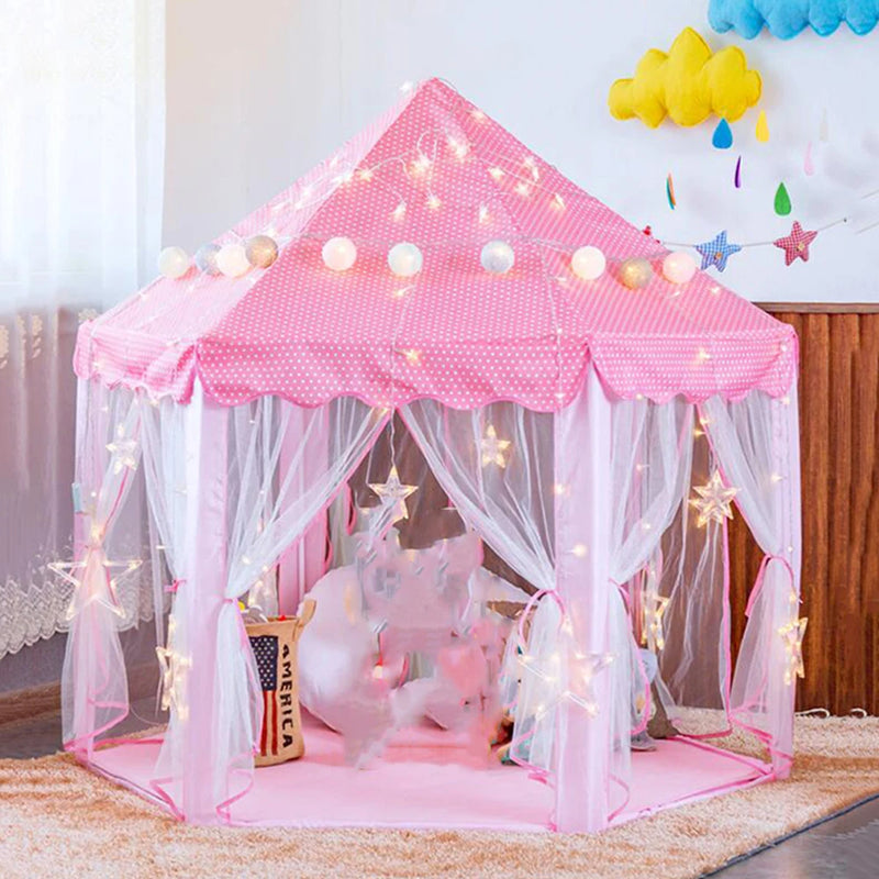 Girls Princess Pink Tents Castle Children Outside Garden Fold Tent Balls Pool Cubby Play House Portable Kids Toys Play Tents