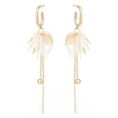 2021 New Arrival Acrylic Trendy Simple Leaf Long Tassel Dangle Earrings For Women Fashion Geometric Gold Color Metal Party