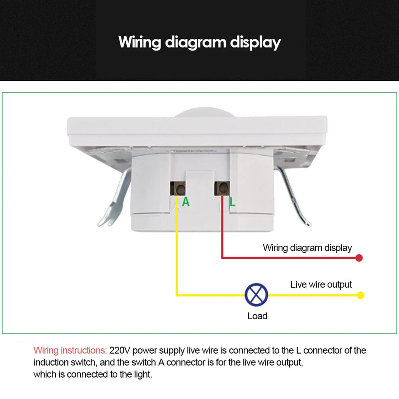 AC110-240V PIR Infrared Detector Infrared Motion Sensor Switch ON/Off Wall Switch Adjustable Time Delay Switch for Home Lighting