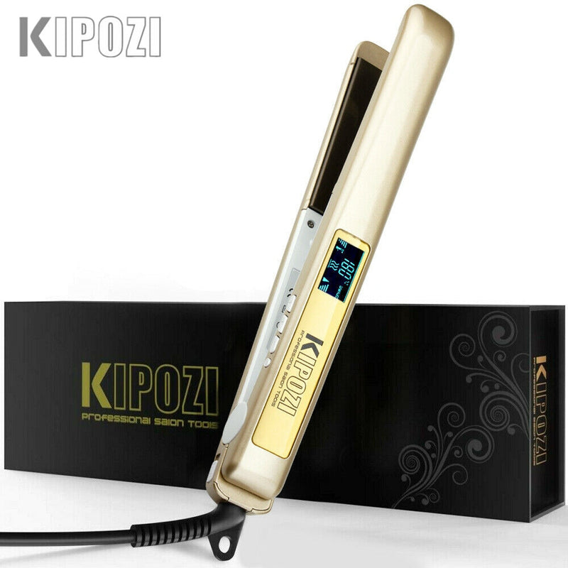 KIPOZI Hair Straightener Professional Titanium Flat Iron Digital LCD Display Flat Iron Comb Hair Curler Beauty Care Curling Iron