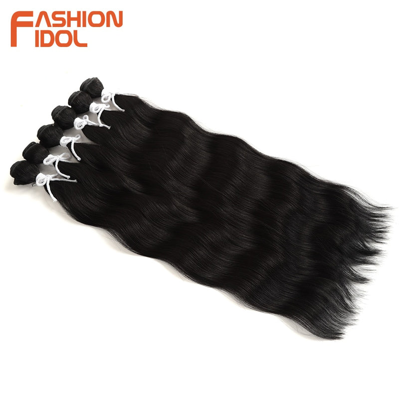 FASHION IDOL Water Wave Hair Bundles Synthetic Hair Extensions Ombre Blonde Hair Weave Bundles 6Pcs/Pack 20 inch Free Shipping