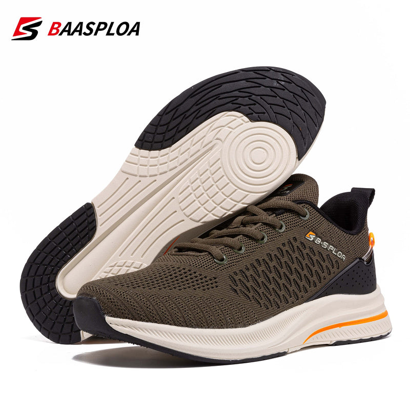 Baasploa 2022 New Men Knit Casual Walking Shoes Breathable Trendy Sneakers Original Light Shock Absorption Male Tennis Shoe