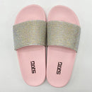 Leisure New Black Rhinestone Slippers Women's Summer Outdoor Crystal PVC Soled Slides Ladies Sexy Cool Comfort Beach Sandals