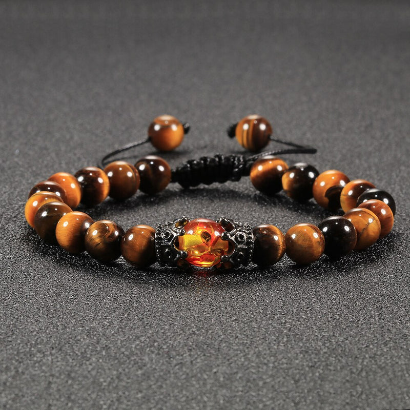 Tiger Eye Beaded Bracelets Bangles Men Braided Rope Healing Balance Yoga Charm Women Natural Stone Buddha Bracelet Adjustable