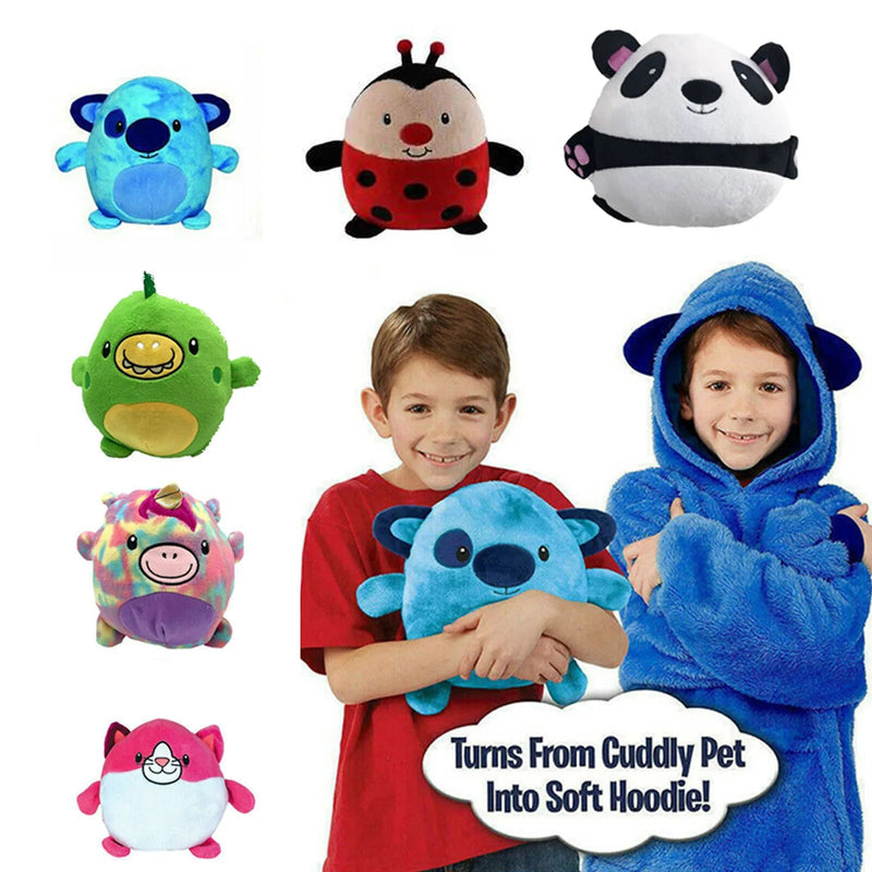 Children's Pets Hoodie Blanket Oversized Kids Winter Sweatshirt Shape Fleece Pet Wearable Hooded Pajamas Coats For Boys Girls
