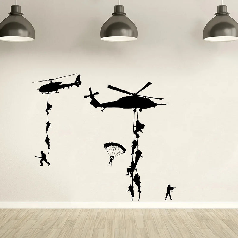 Army Soldier Wall Stickers Vinyl Art Decals Teens Boys Men Military Fans Bedroom Home Decoration