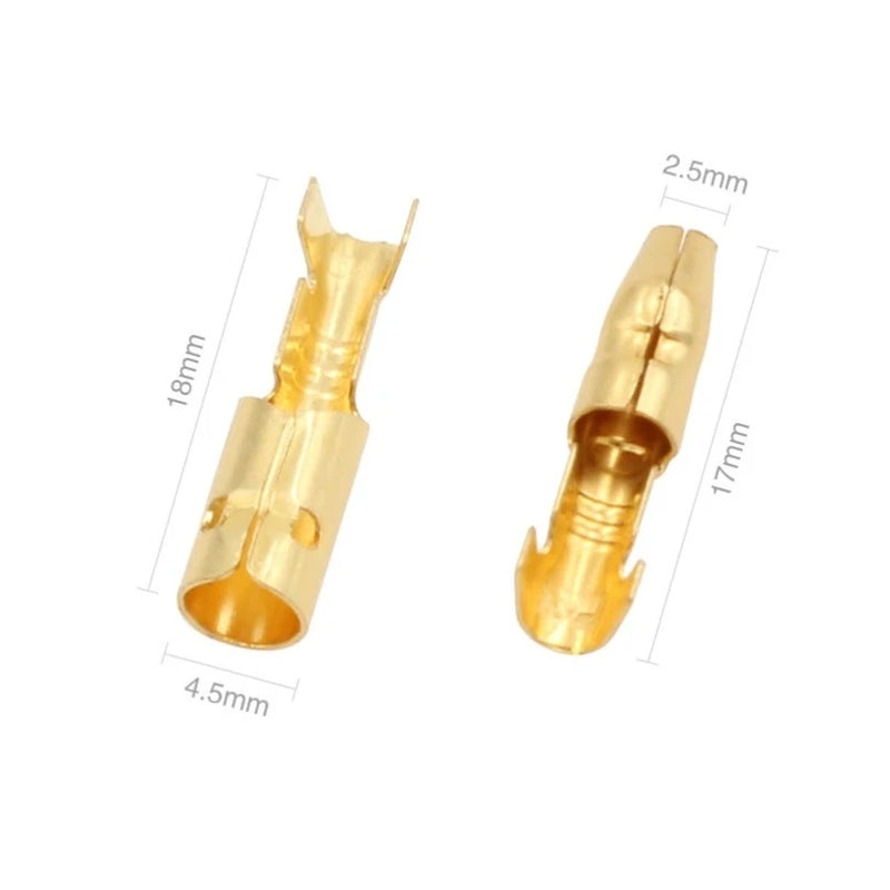 50/100Sets 4.0mm Female and Male Bullet Terminals Connector Gold Brass Wire Connector And Insulating Sleeves for Car