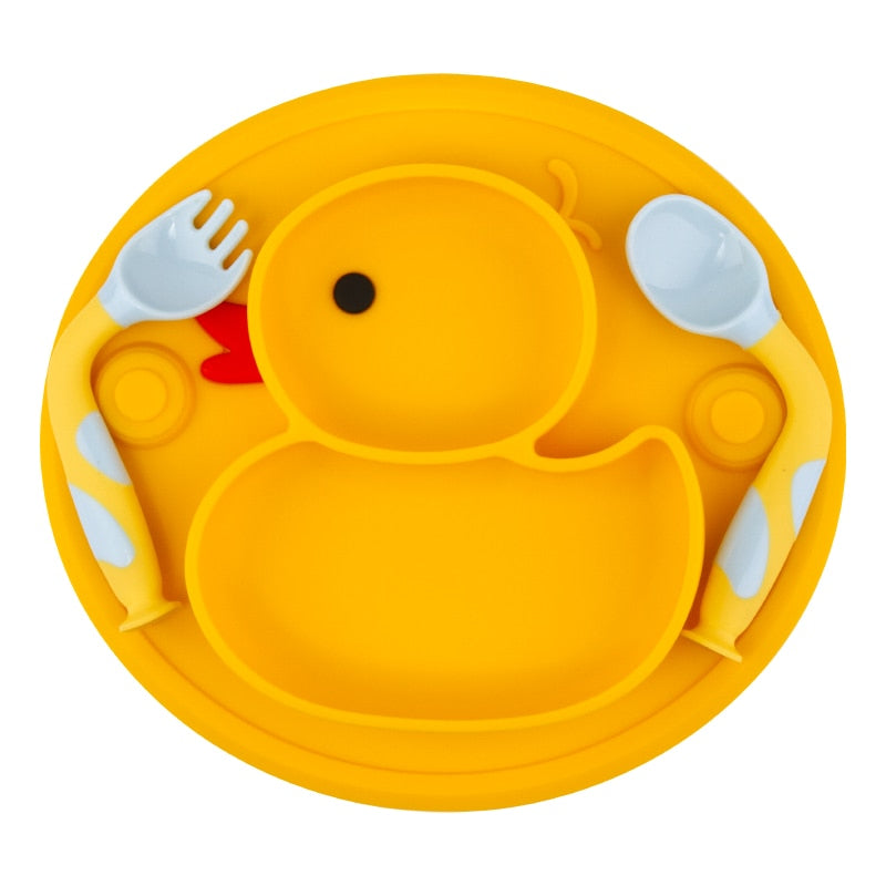 Anti-slip Baby Dishes Food Grade Silicone Plate for Toddler Self-Feeding Suction Placemat Baby stuff Bowl Plush Baby accessories