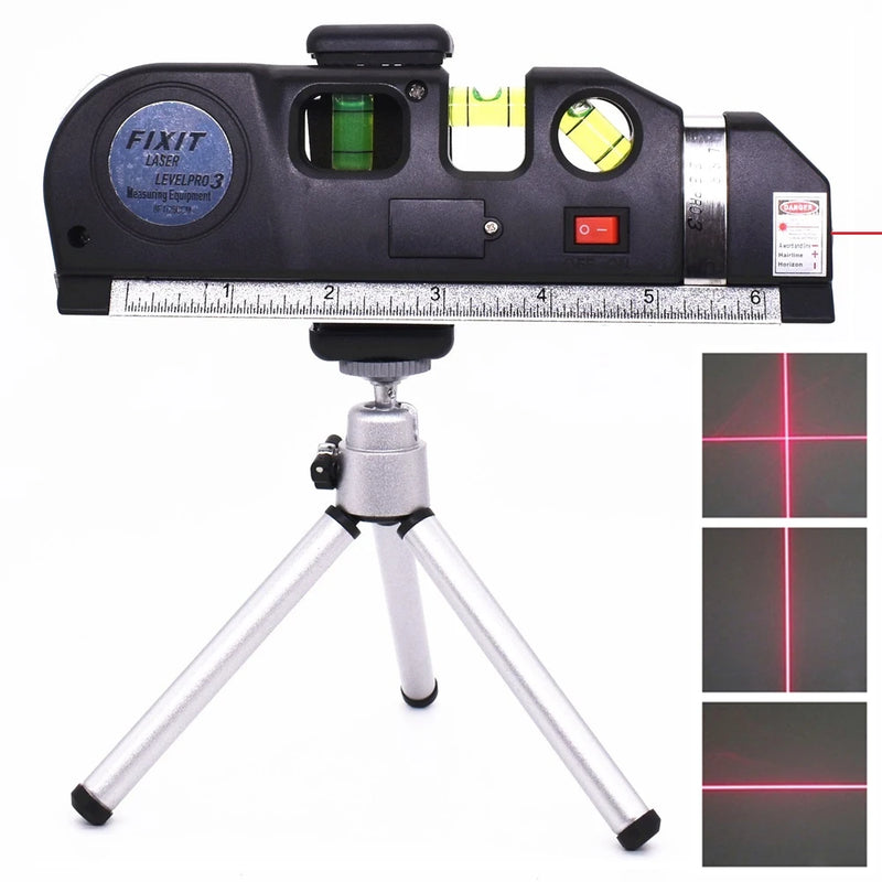 Vertical Horizontal Laser Level Tape Adjustable Standard Ruler Cross Lines Measuring Instrument With Tripod