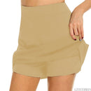 Flarixa Mode Falsche zweiteilige Hakama Rockhose Freizeit Sport Einfarbig A-Linien-Rock Hohe Taille Schmal Tasche Minirock Damen