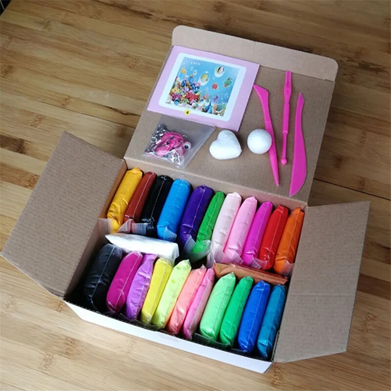 New 24pcs/set Ultralight Clay 24 Colors DIY 5D Color Mud Space Mud Children's Toy Boxed olymer Modelling Clay With Tools