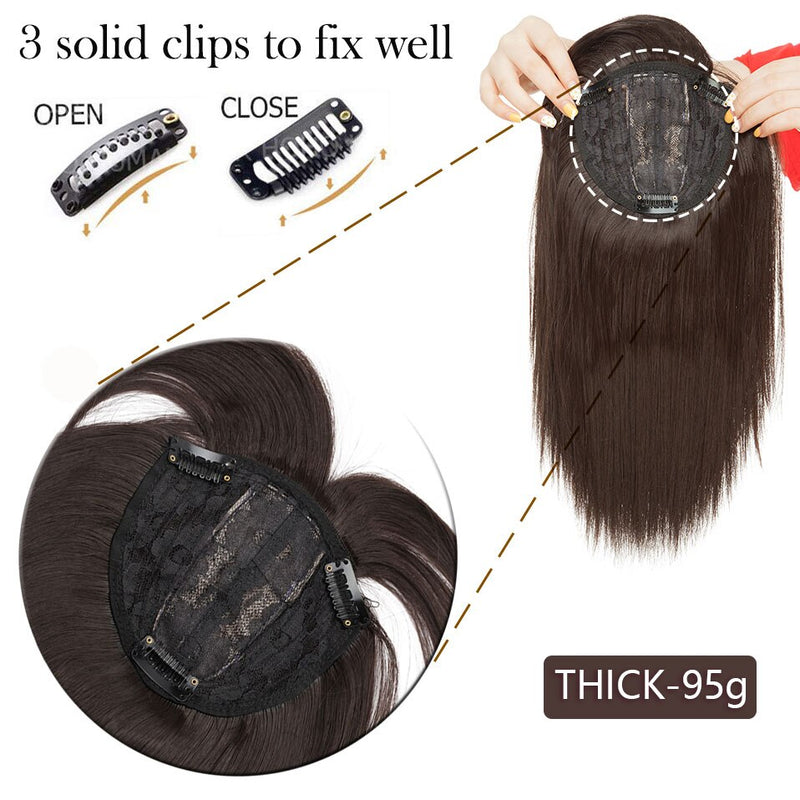 HAIRRO 11Inch Clip In Hair Pieces Straight Hair Extension With Bangs Synthetic 16 Colors Clip In Hair Pieces For Women