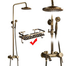 Antique Brass Shower Faucets Set 8'' Rainfall Shower Head Brass Handshower Dual Handle Mixer Tap Rotation Bath Shower Faucet