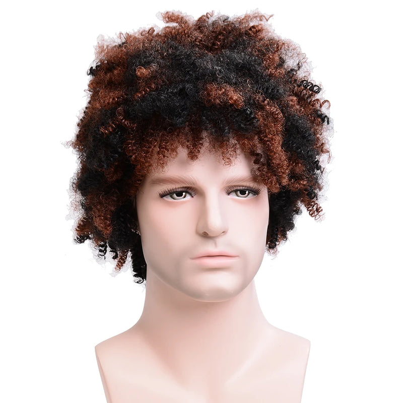 Men Curly Synthetic Short Wigs for Men's Daily Wig Mixed Male Curly Natural Cosplay Hair Heat Resistant Breathable