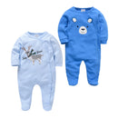 2pcs/lot baby rompers Baby Girl Clothes Full Sleeve 100%Cotton Cartoon Print Overalls Newborn Baby Footies Toddler Jumpsuit