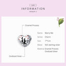 bamoer Heirate mich Herz Emaille Anhänger für Frauen Original Silberarmband 925 Sterling Silber Schmuck Jahrestagsgeschenke SCC1403