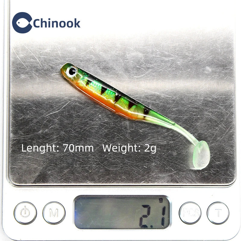 Chinook Soft Bait Lure t-tail 70/90mm 5pcs Wobblers Worm Fishing Silicone Fish Artificial Bait Fishing For Jig Head