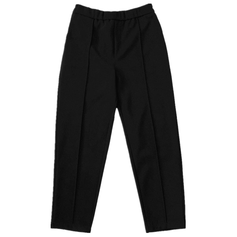 NIJIUDING 2020 Winter Korean Style Thickened Woolen Harem Pants Women Casual Elastic High Waist Loose Straight Casual Trousers