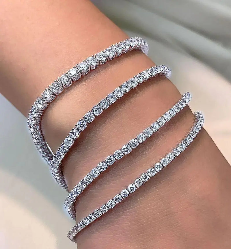 Trendy 3mm/4mm/5mm Lab diamond Bracelet 925 Sterling Silver bracelet bangle for women men wedding fine jewelry