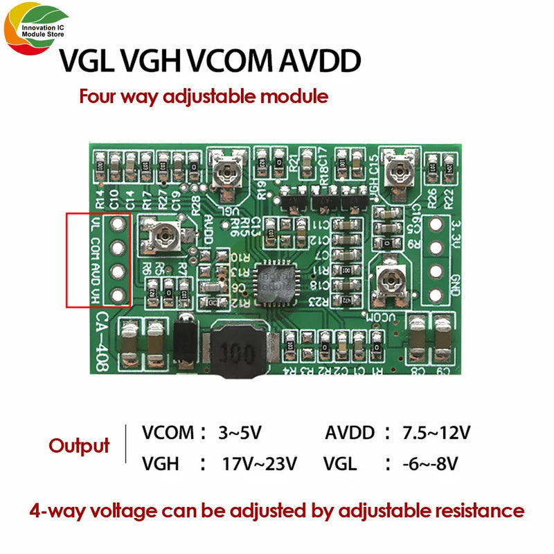 High Quality New CA-408 CA-508 LCD Screen TCON Board Module VGL VGH VCOM AVDD Four-way Adjustable Boost Module 3.3V12V Input