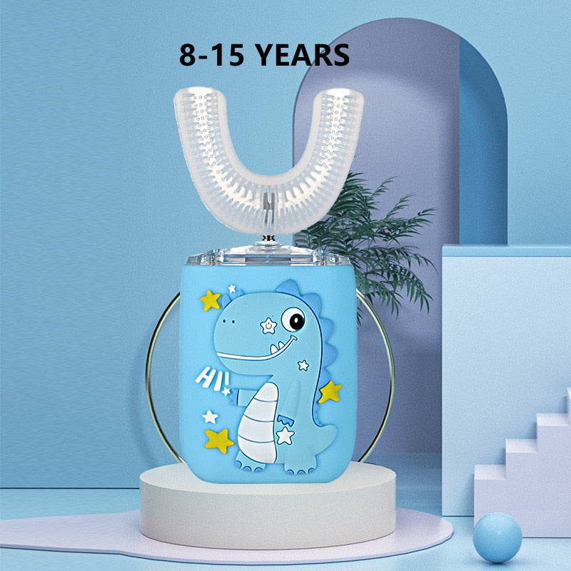 New Smart 360 Degress U Sonic Electric Toothbrush Kids Silicone Automatic Ultrasonic Tooth Brush Children Blue Light Teeth Brush