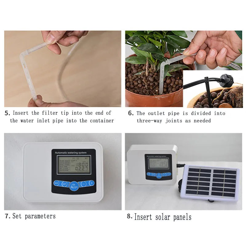 Solar Energy Garden Watering Device Dual-pump Drip Irrigation System Set  Accessories Automatic Use Watering System for Flowers