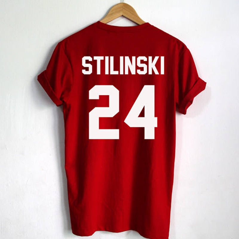 Stilinski 24 Letters Print Women Short Sleeve T Shirt Women Harajuku Kawaii Red Tshirt  Tops Teen Wolf Shirts Women Gai