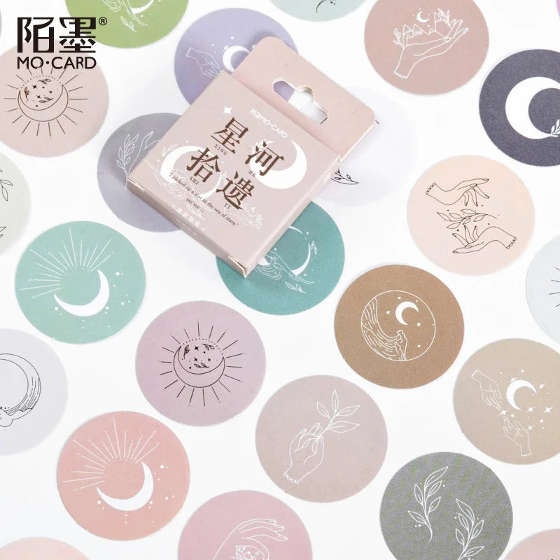 45 Pcs Moon River Scrapbooking Stickers Stars Moon Stickers For Journal Planners Suitcase Diary Arts Diy Craft