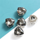 12mm Crystal Triangle Shape Glass Sew On Rhinestones With Silver Claw Sew on Beads for Clothing Accessories Shoes Diy