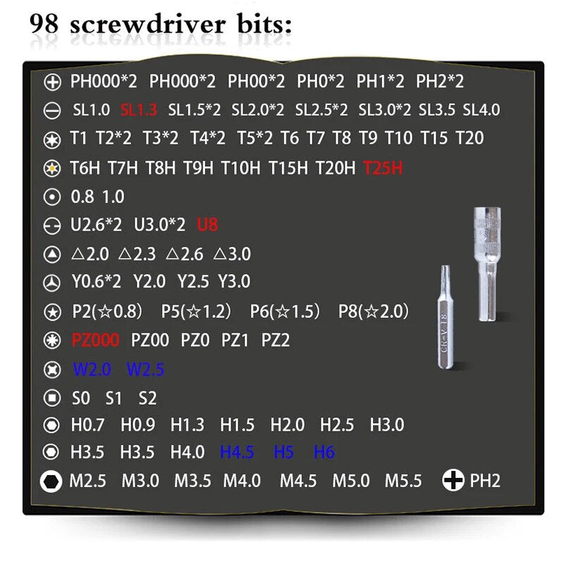 Jewii 115 in 1 Screwdriver Set  Repair Hand Tools Electric Precision Screwdriver Bits Torx PC Mobile Phone Device