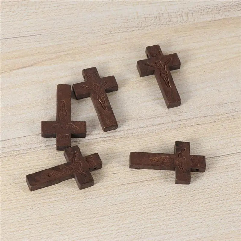 70pcs DIY Wooden Crafts Christian Cross Decorations Jewelry Necklace Ornaments For Women Men Gifts Wooden Cross