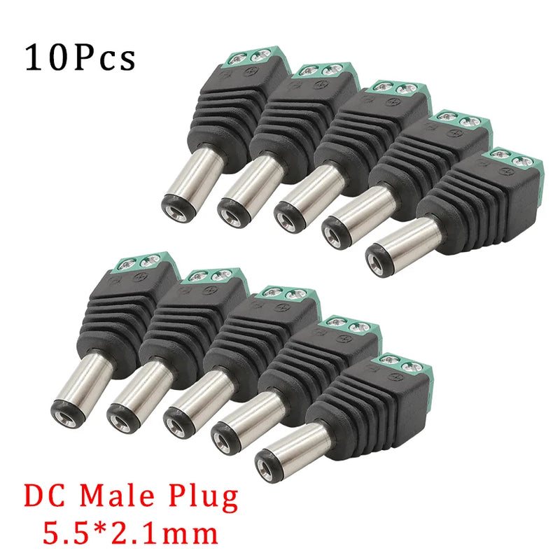 10Pcs DC Power Jack Socket Connector 5.5*2.1mm 3.5x1.3mm Male Female DC005 DC022 DC099 DC plug socket Nut Panel Mount Adapter