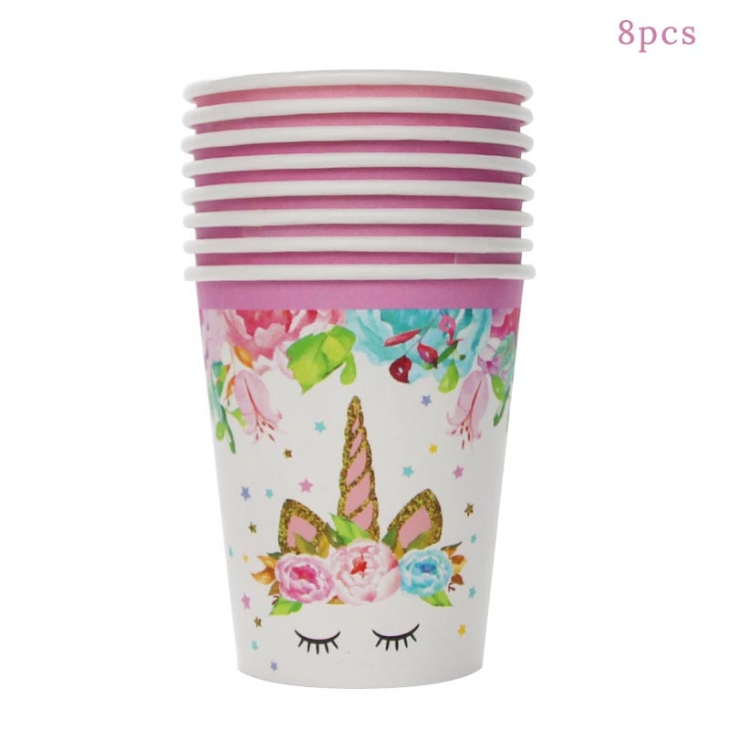 Unicorn Party 3-tier Cup Cake Stand Paper Plates Cups Balloon Birthday Party Decoration Kids Unicornio Party Girls Baby Shower