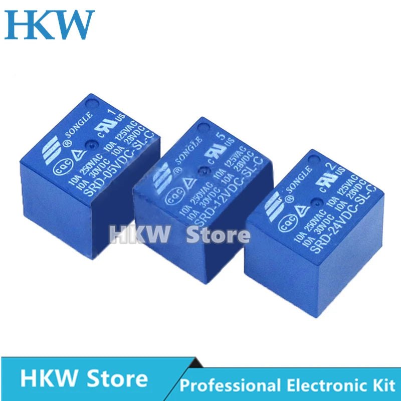 10pcs Relay SRD-03VDC-SL-C SRD-05VDC-SL-C SRD-24VDC-SL-C SRD-12VDC-SL-C 3V 5V 6V 9V 12V 24V 48V 10A 250VAC 5PIN Relays Relais