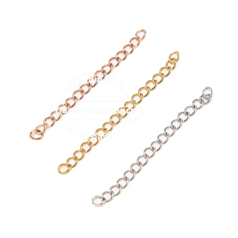 50pcs Stainless Steel 5cm Welded Extension Chain Gold Necklace Extender Tail Chains for DIY Jewelry Making