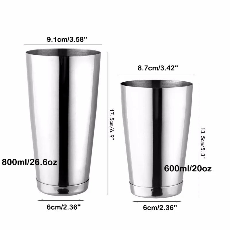 Cocktail Shaker Boston Shaker: 2-piece Set: 18.6oz weighted & 25oz Weighted Professional Bartender Bar Tool