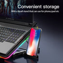 Coolcold RGB Licht Basis Kühler Notebook Sechs LED Lüfter 10-15.6 Zoll Gaming Laptop Kühler Kühlpad mit Telefonhalter