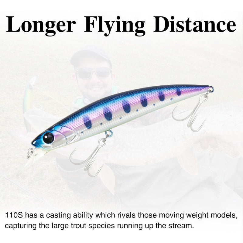 TSURINOYA 110S Long Casting Sinking Minnow Saltwater Fishing Lure DW77 110mm 22g Large Trout Pike River Lake Hard Baits Jerkbait