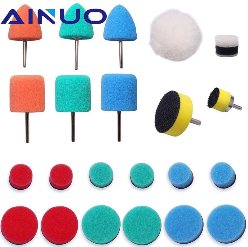22Pcs Buffing Waxing Polishing Sponge Pads Kit Set Car Wheel Hub Polish Buffing Shank Waxing Foam Polisher