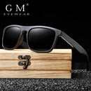 GM Neuankömmlinge Schwarze polarisierte Holzsonnenbrille für Herren Bambus-Sonnenbrille Rote UV400-Gläser Modische Fahrbrille Karton S5523