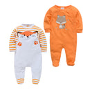 2pcs/lot baby rompers Baby Girl Clothes Full Sleeve 100%Cotton Cartoon Print Overalls Newborn Baby Footies Toddler Jumpsuit