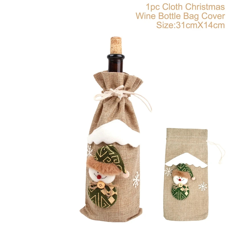 Christmas Wine Bottle Cover Merry Christmas Decorations For Home Christmas Ornament Xmas Table Decor New Year 2025 Navidad Gift