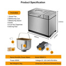 BioloMix Stainless Steel 19-in-1 Automatic Bread Maker,650W Programmable Bread Machine with 3 Loaf Sizes Fruit Nut Dispenser