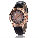 Women Watch set 2 pcs Flower Rhinestone Leather Straps Casual ladies Wristwatches Quartz Watches Female Gifts Relogio Feminino