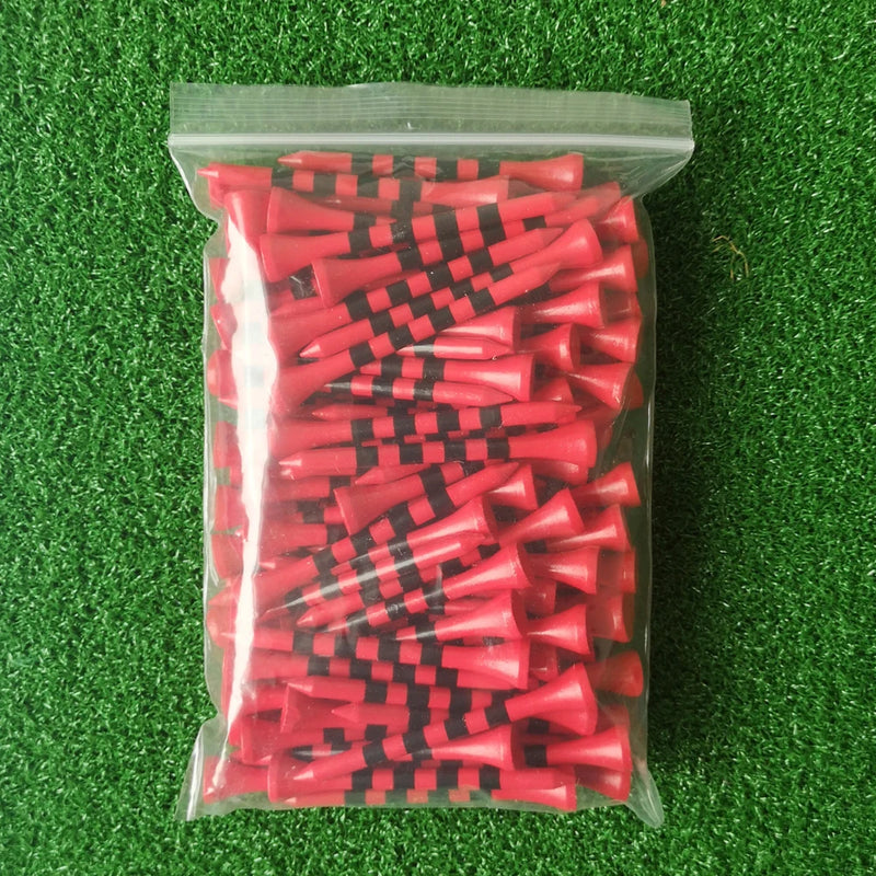 100pcs/Bag Bamboo Golf Tees Wite Red With Black Stripe Mark Scale 70mm 83mm Golf Accesories 2 size New Colorfull Golf Ball Tee