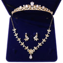 Luxus Kristall Perlen Blatt Brautschmuck Sets Strass Krone Tiaras Halskette Ohrringe Set für Braut Afrikanische Perlen Schmuck Sets